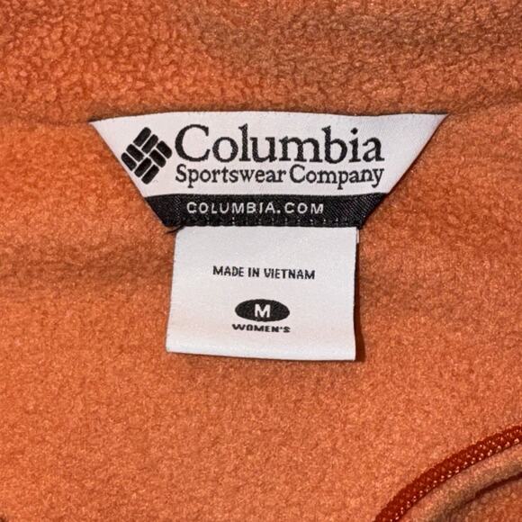 Columbia Women’s Fleece Jacket Size M Peach Orange Full Zip Soft Warm Layer - Picture 8 of 11